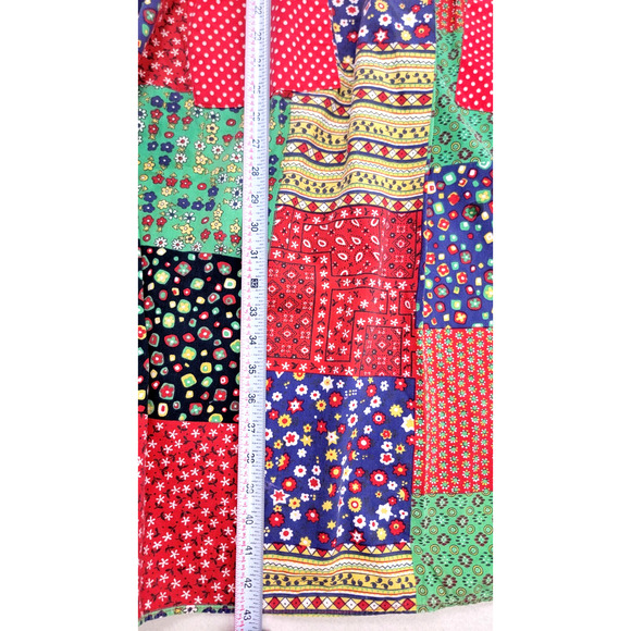 Vintage 70s Neiman Marcus Cotton Patchwork Apron Polka Dot Pockets Retro Kitchen - Picture 8 of 8